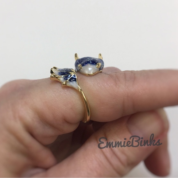 ✨3/$38 New Drip Glaze Glitter Blue Lucky Dragon Adjustable Statement Ring - Picture 7 of 14